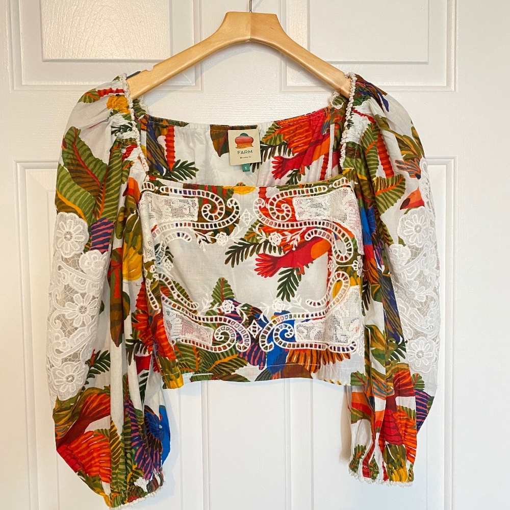 Farm Rio square neck cropped blouse